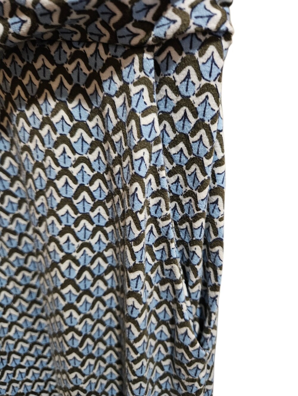 Boden Amelie Blue & Olive Patterned Jersey Knit Dress, 12L - Picture 4 of 8